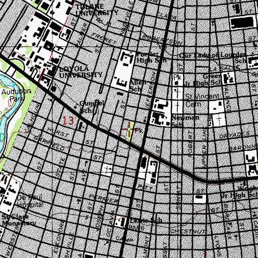Topographic Map of Danneel Playground, LA