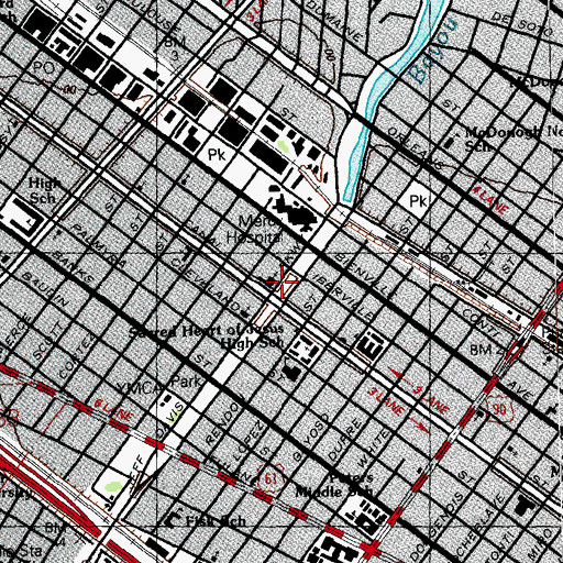Topographic Map of Dreux Monument, LA