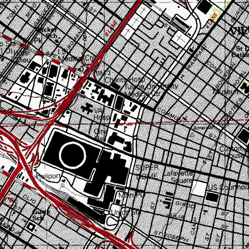 Topographic Map of Duncan Plaza Civic Center, LA