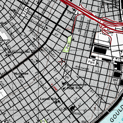 Topographic Map of Felicity Street Methodist Church, LA