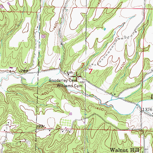 Topographic Map of Snoderley Cemetery, AR
