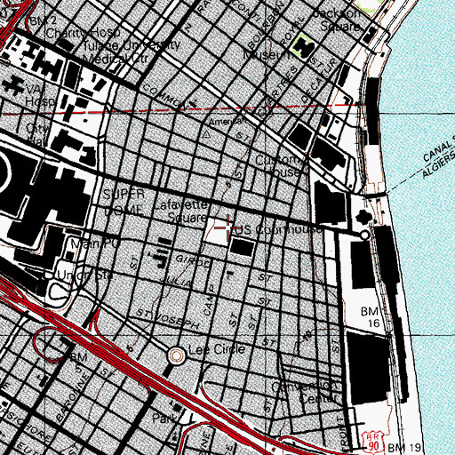 Topographic Map of Franklin Monument, LA