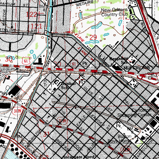 Topographic Map of Frederick Square, LA