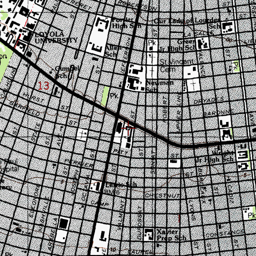 Topographic Map of Gilbert Academy (historical), LA