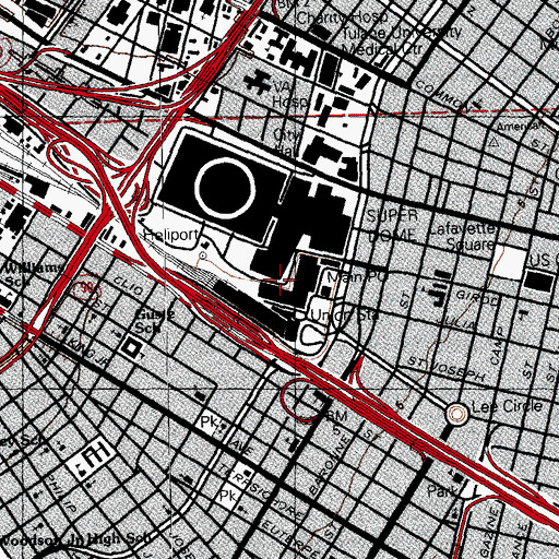Topographic Map of Girod Cemetery (historical), LA