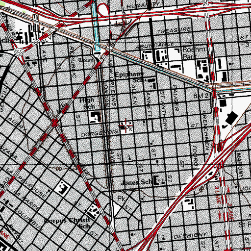 Topographic Map of Hardin Playground, LA