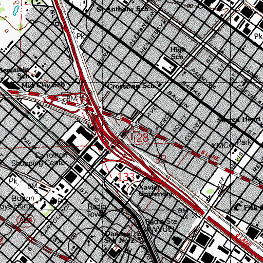 Topographic Map of Heinemann Park (historical), LA