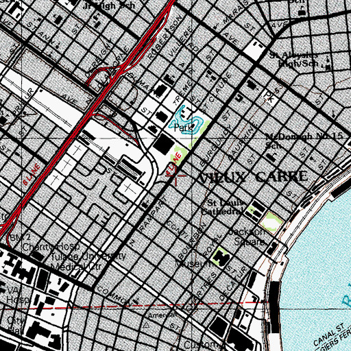 Topographic Map of Hospital of Saint Charles (historical), LA