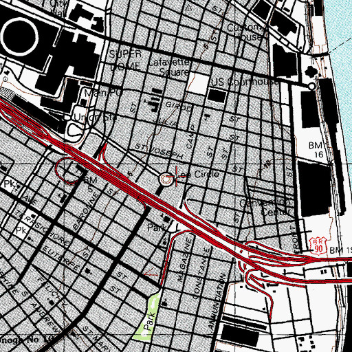 Topographic Map of Howard Memorial Library, LA
