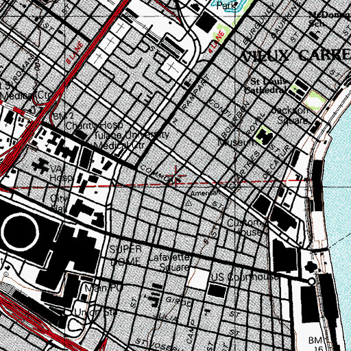 Topographic Map of Immaculate Conception Catholic Church, LA