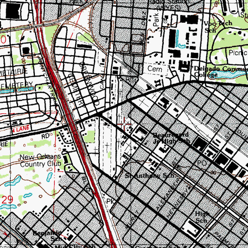 Topographic Map of Dispersed of Judah Cemetery, LA