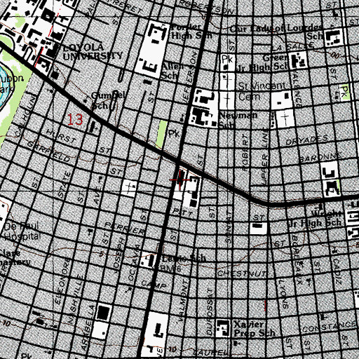 Topographic Map of Jewish Childrens Home, LA