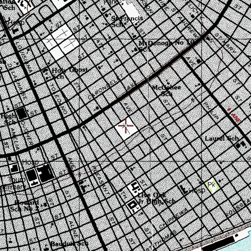 Topographic Map of Lafayette Cemetery Number 1, LA