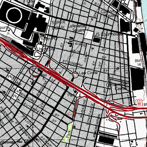 Topographic Map of Lee Monument, LA