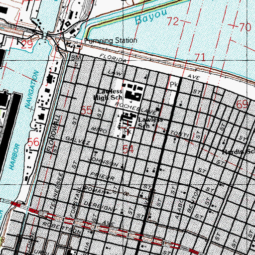 Topographic Map of Lee Playground, LA