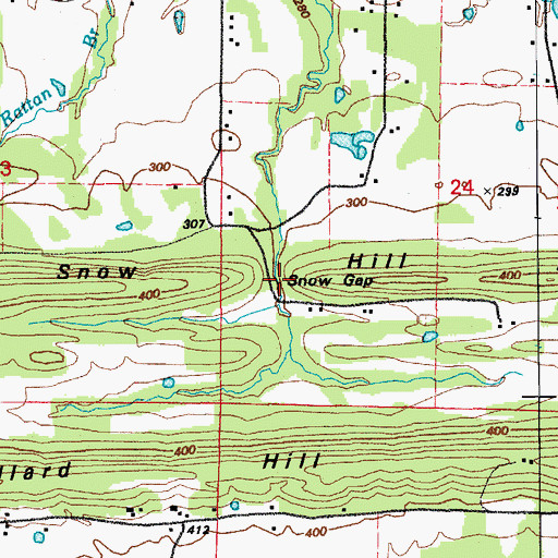Topographic Map of Snow Gap, AR