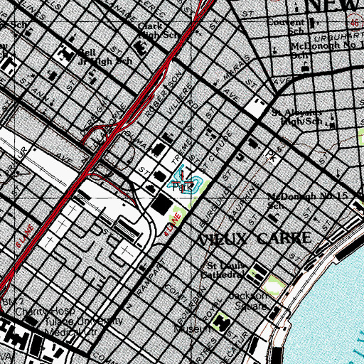 Topographic Map of Louis Armstrong Park, LA