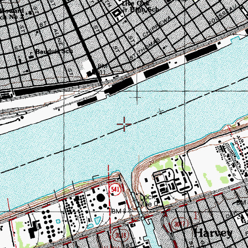 Topographic Map of Louisiana Avenue Ferry (historical), LA