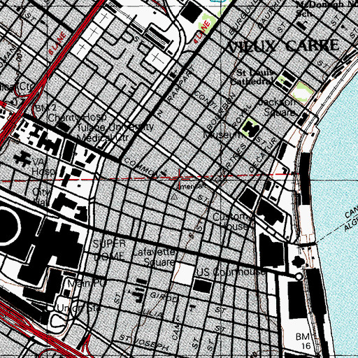 Topographic Map of Louisiana Maritime Museum, LA