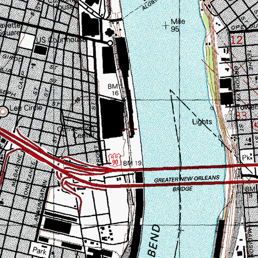Topographic Map of Louisiana Science Center, LA