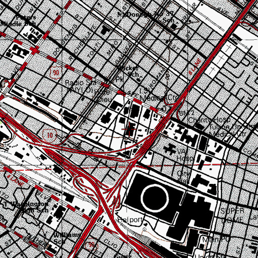 Topographic Map of Louisiana State University School of Medicine, LA