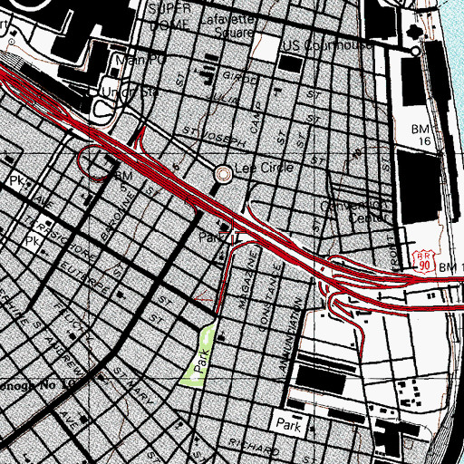 Topographic Map of Margaret Statue, LA