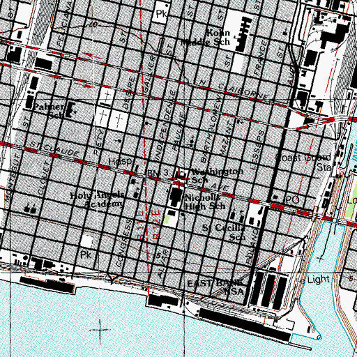 Topographic Map of McCarty Square (historical), LA