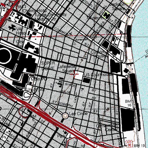 Topographic Map of McDonogh Monument, LA