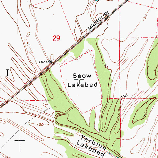 Topographic Map of Snow Lakebed, AR
