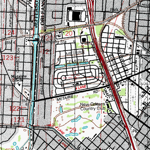 Topographic Map of Metairie Race Course (historical), LA