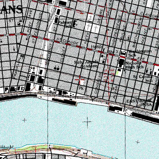 Topographic Map of Mickey Markey Playground, LA
