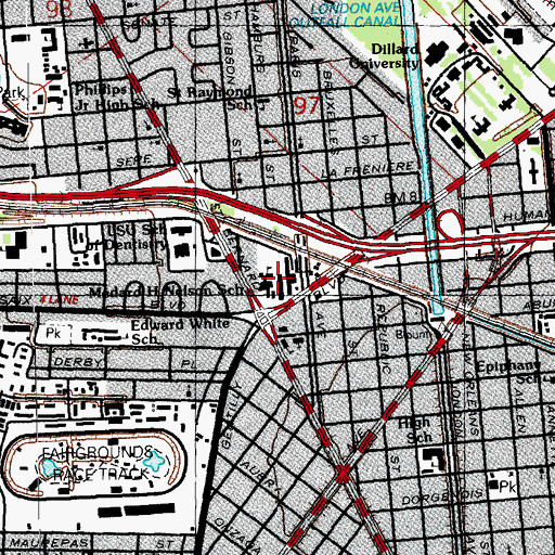 Topographic Map of Milne Asylum for Destitude Girls (historical), LA