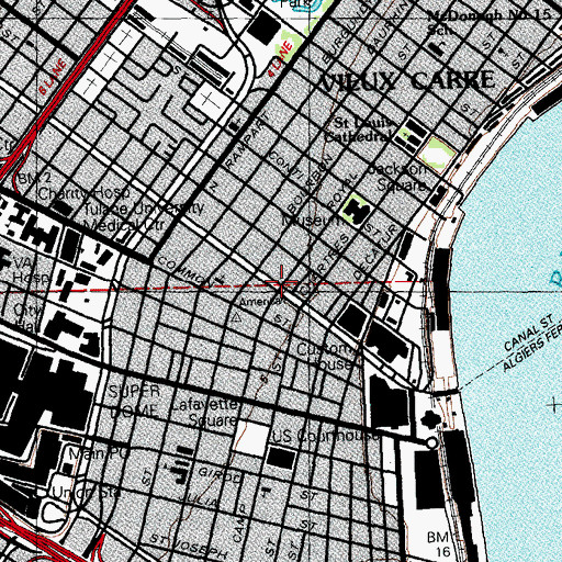 Topographic Map of Monkey Wrench Corner, LA