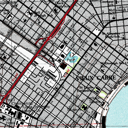 Topographic Map of Municipal Auditorium, LA