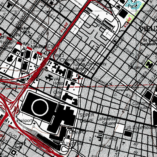 Topographic Map of New Orleans Public Library, LA