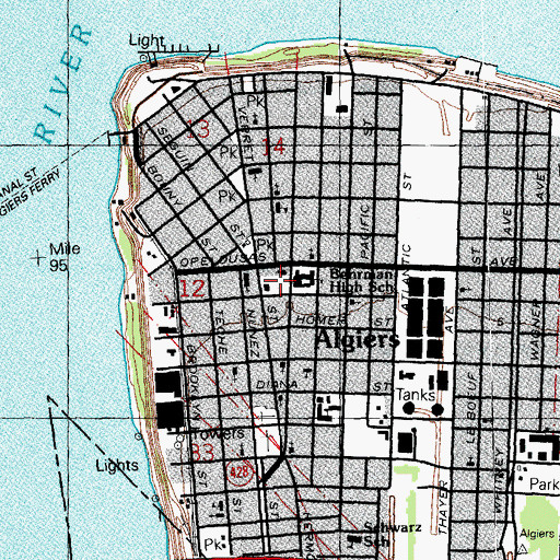 Topographic Map of Oliver Cemetery, LA