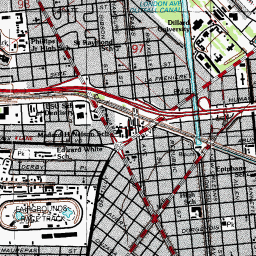 Topographic Map of Orleans Tuberculosis Hospital (historical), LA