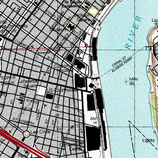 Topographic Map of Rivergate International Exhibition Center, LA