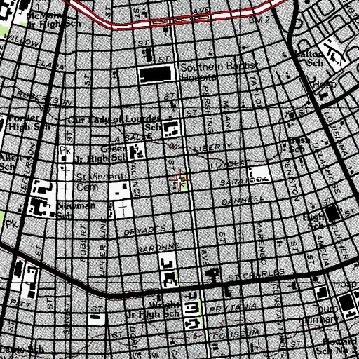 Topographic Map of Samuel Square, LA