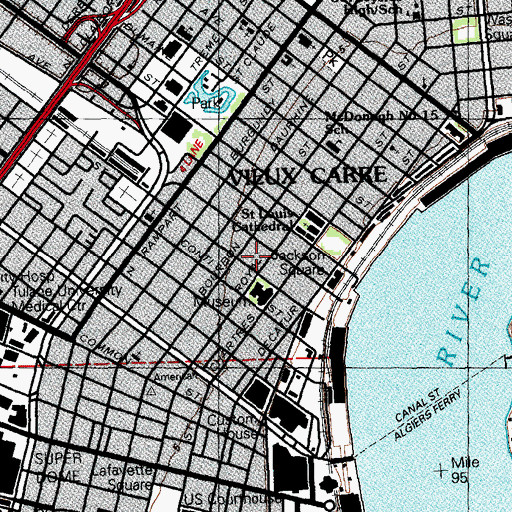 Topographic Map of Spanish Commandancia, LA