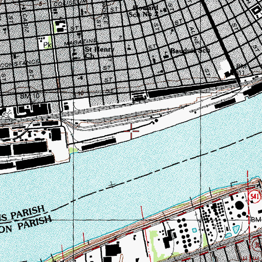 Topographic Map of Stuyvesant Docks, LA