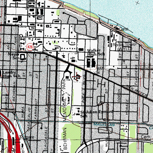 Topographic Map of Touro-Shakespear Memorial Home, LA