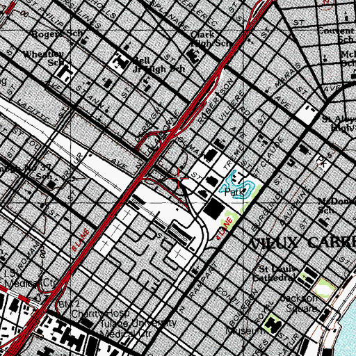 Topographic Map of Treme Market, LA