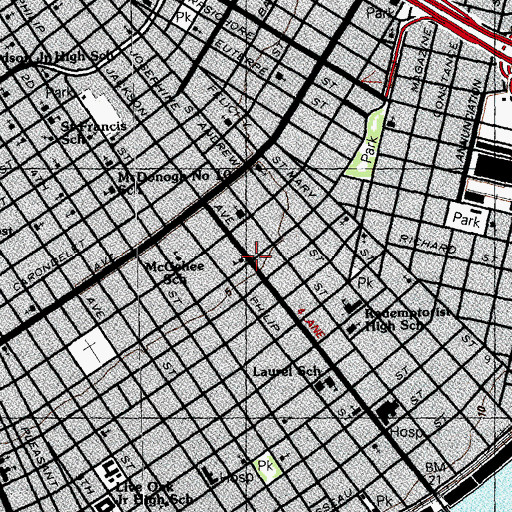 Topographic Map of Trinity Episcopal Church, LA