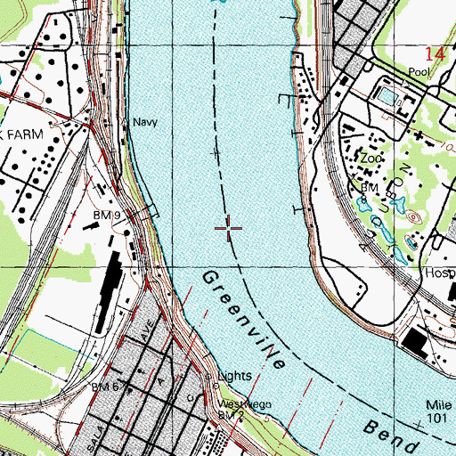 Topographic Map of Walnut Street Ferry (historical), LA