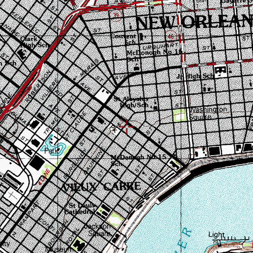 Topographic Map of Warrington House for Boys, LA