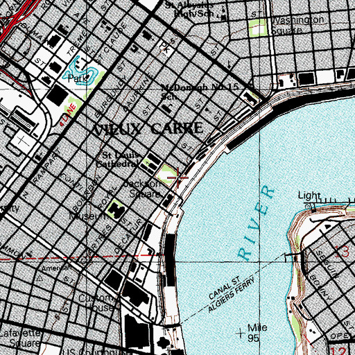 Topographic Map of Washington Artillery Park, LA