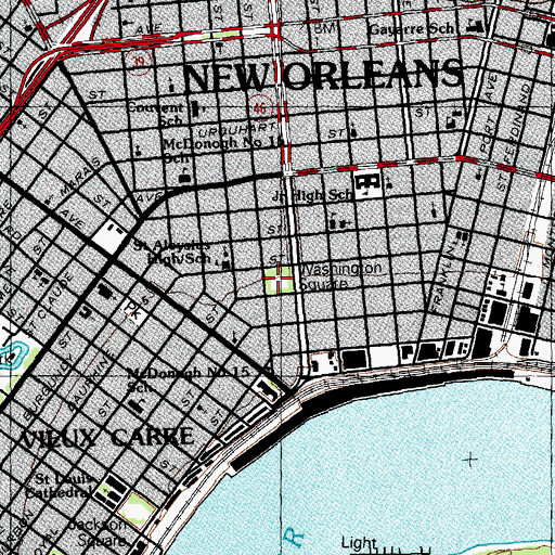 Topographic Map of Washington Square, LA