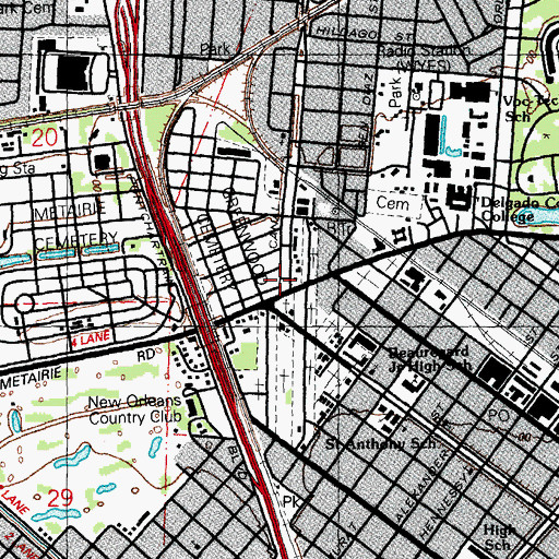 Topographic Map of Wedell Monument, LA