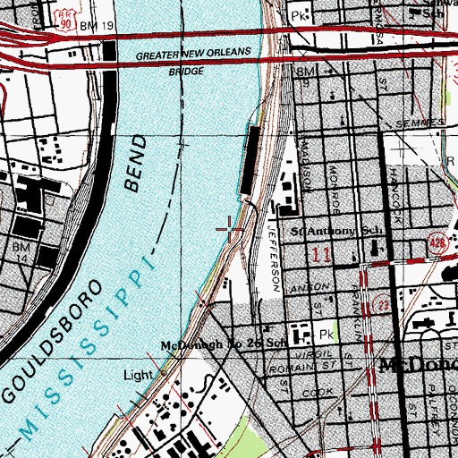 Topographic Map of Gouldsboro Revetment, LA